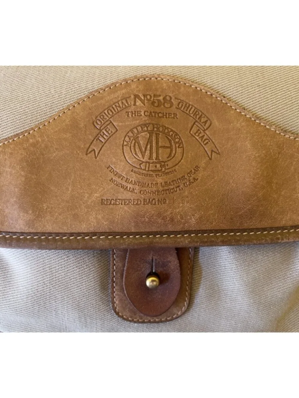 Vintage Ghurka Marley Hodgson No 58 The Catcher Bag Khaki Canvas Tan Leather